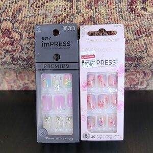 2pc imPRESS Press On Nails Short Length Pink Purple LoveShackFancy Floral New
